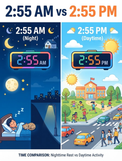 2:55 AM vs. 2:55 PM